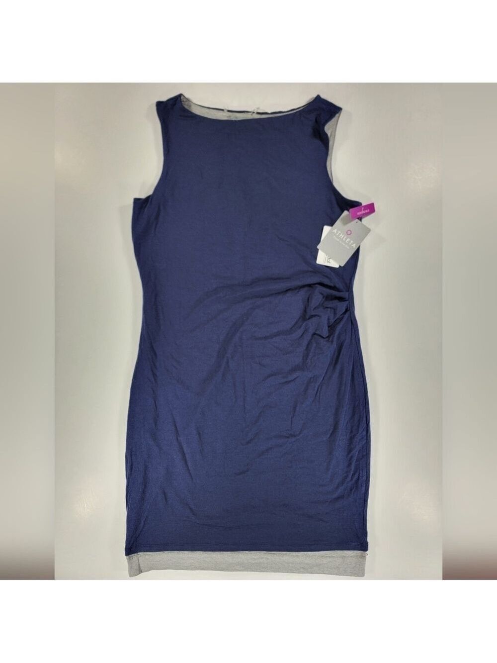 NEW Athleta Reversible Pencil Dress Navy Gray Sleeveless Stretch Women's Medium